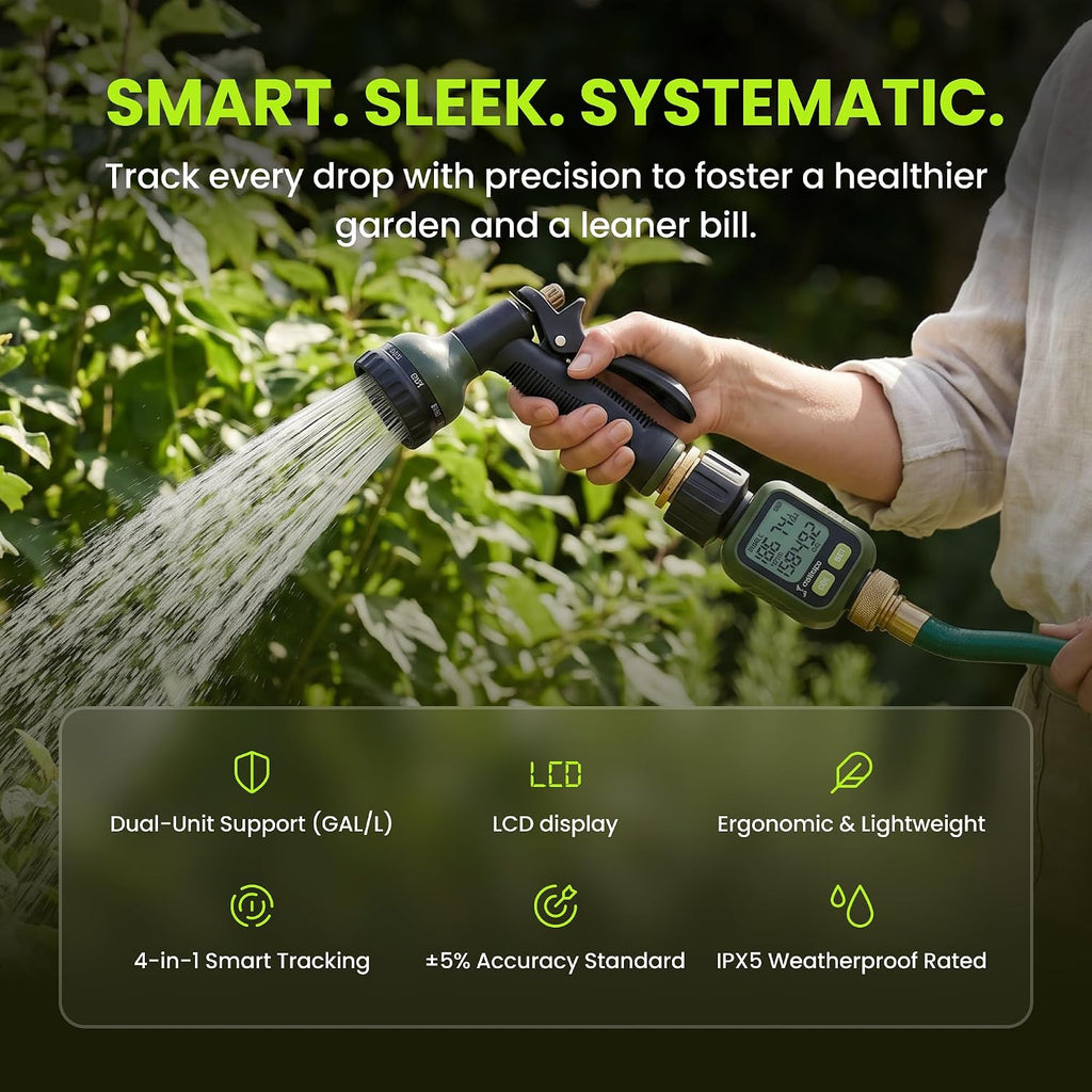 Digital Water Flow Meter for Garden Hose 3/4" GHT Flow Tracker