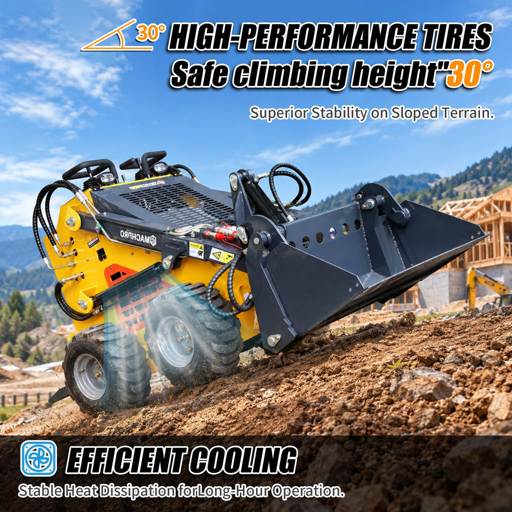24HP Gas Powered Stand On Mini Skid Steer Compact Wheel Loader