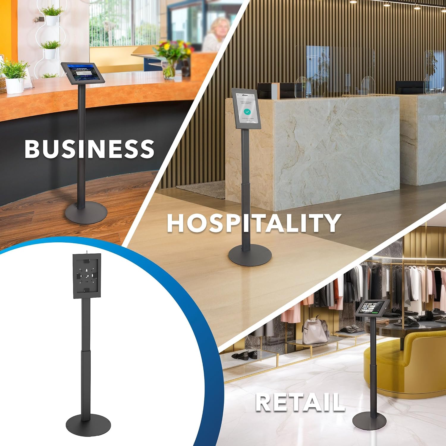 Anti-Theft Tablet Floor Stand Kiosk for Samsung Galaxy Tab A & S | Lockable Enclosure, Height Adjustable