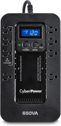 EC650LCD Ecologic UPS Battery Backup and Surge Protector | 650VA/390W, 8 Outlets, ECO Mode, Compact, UL Certified