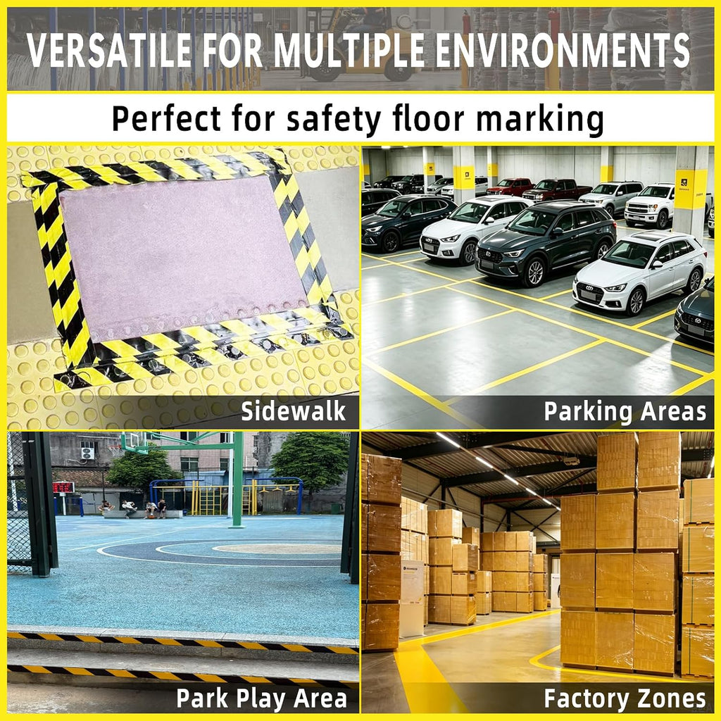 Floor Marking Tape, Non‑Abrasive Yellow Tape with Rolling Spindle Core