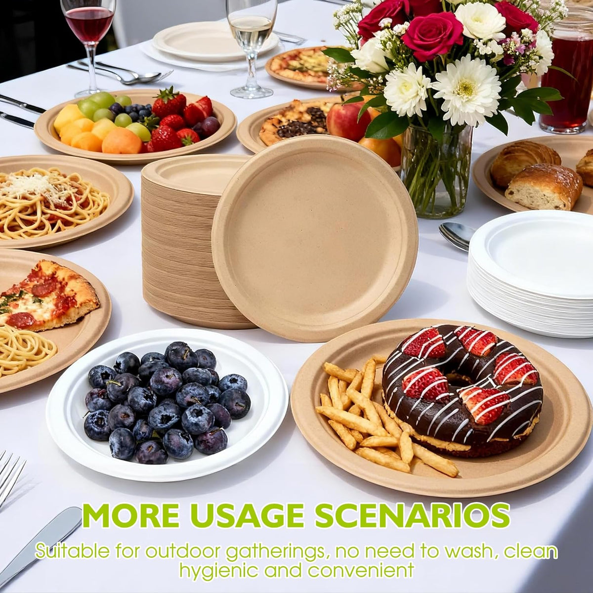 9 Inch Compostable Paper Plates 125 Pack