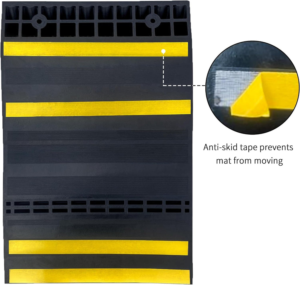 Parking Mat Car Stopper for Garage Floors- Heavy Duty Rubber Parking Aids - Wheel Stop with Scatter Glass Reflective