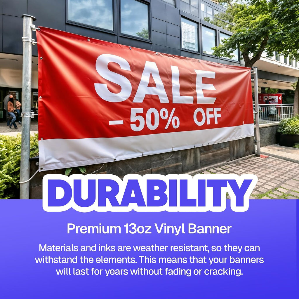 Personalized Custom Vinyl Banner, Indoor Outdoor Printing for Events | Printed on thick vinyl with grommet or hem