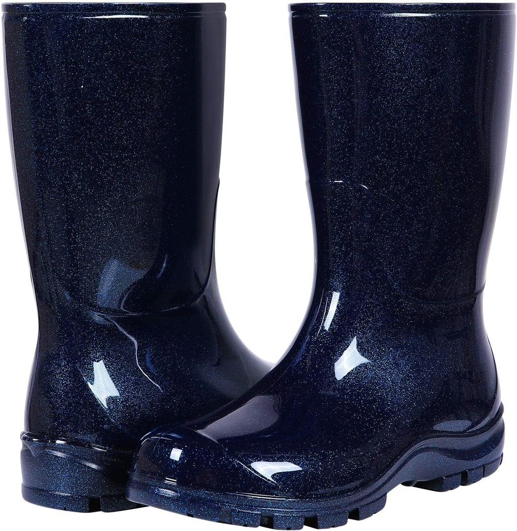 Women's Mid Calf Rain Boots Printed Waterproof Rubber Boots Short Garden Shoes