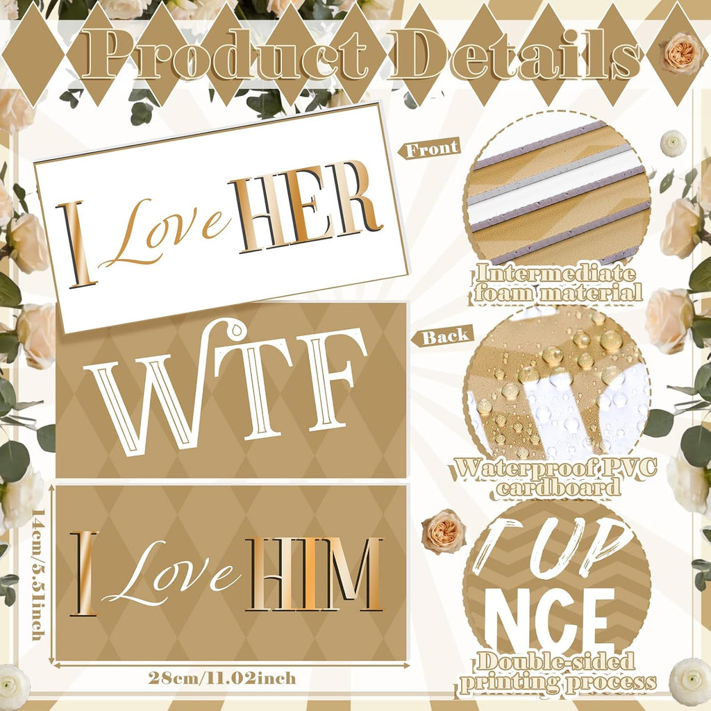 24 Designs Gold Wedding Photo Booth Props, Double Sided PVC Selfie