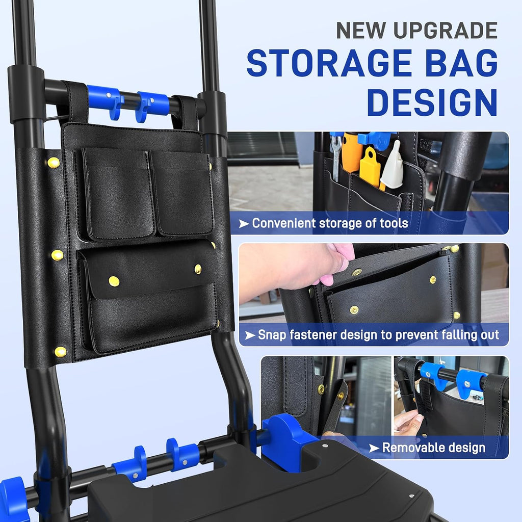 Folding Hand Truck, 2 in 1 Portable Heavy Duty Carrying Moving Dolly Cart with 4 Foldable Wheels and Retractable