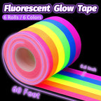 6 Colors Glow Neon Gaffer Cloth Tape, 60 FT X 0.6 IN UV Black Light Tape