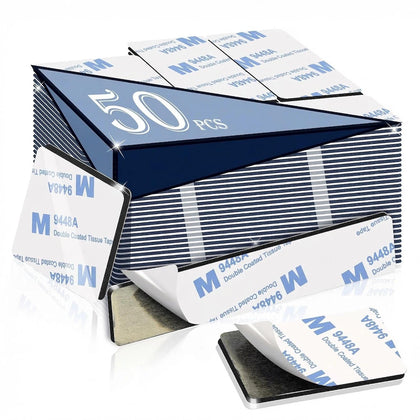 Super Sticky Double Sided Adhesive Pads,3mm Foam 50Pcs, Strong Double-sdied Sticky Foam Tape,2 Sided Way Black