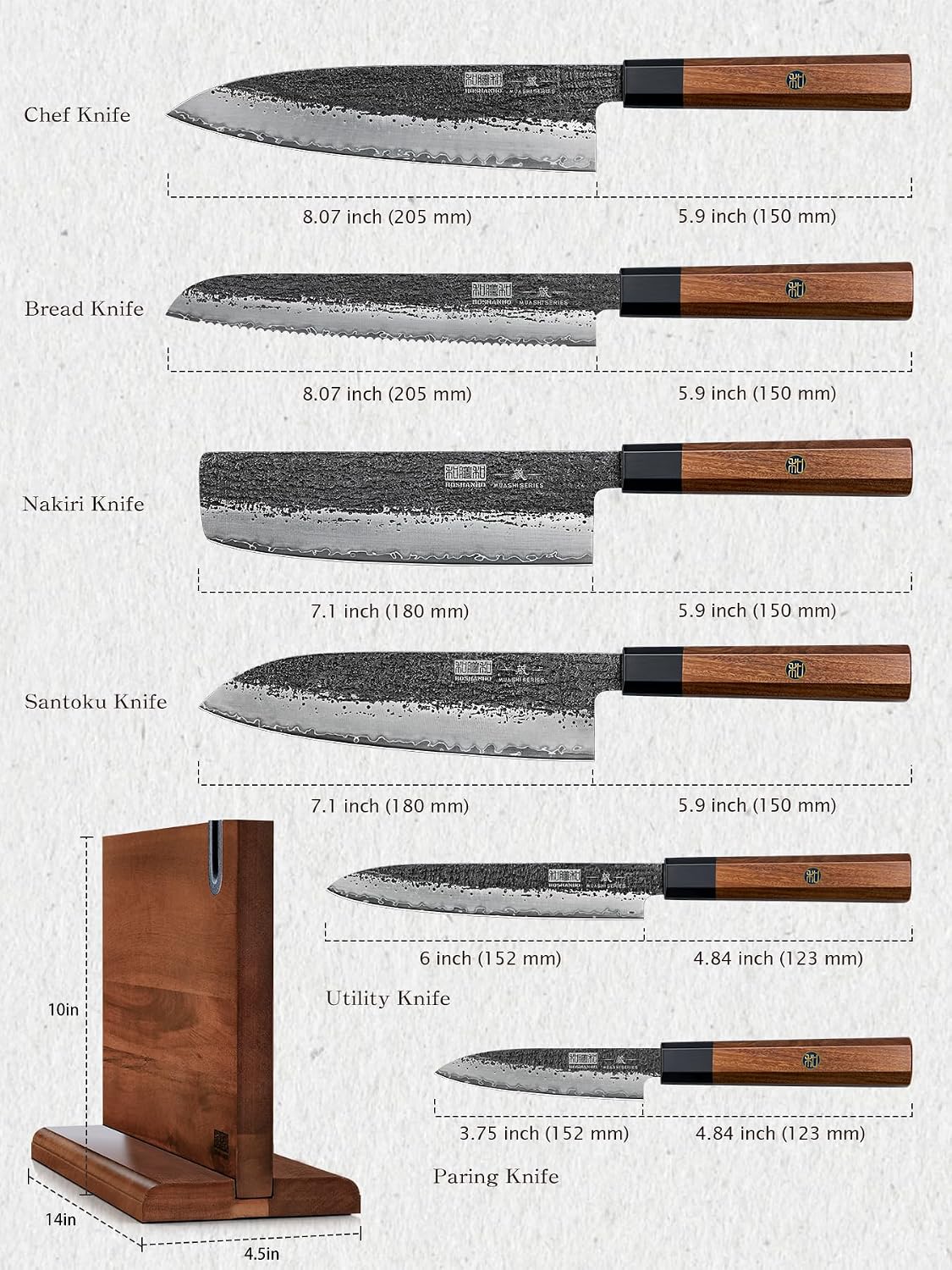 7 Pcs Knife Set, Ultra Sharp Knife Sets with Magnetic Knife Block