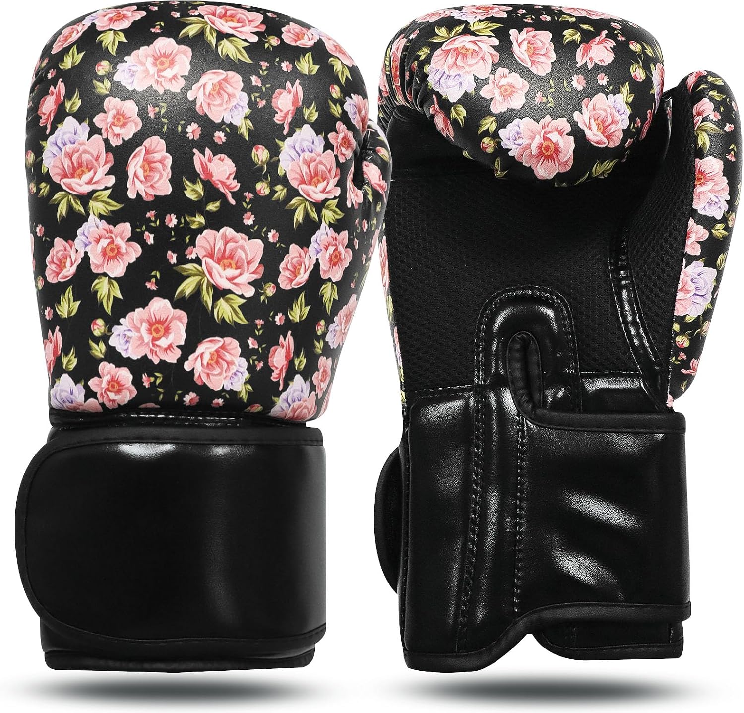 Boxing Gloves Women Punching Sparring Kickboxing MMA Training Heavy Bag Glove Black Leather 8 10 12 14 16 oz for Womens