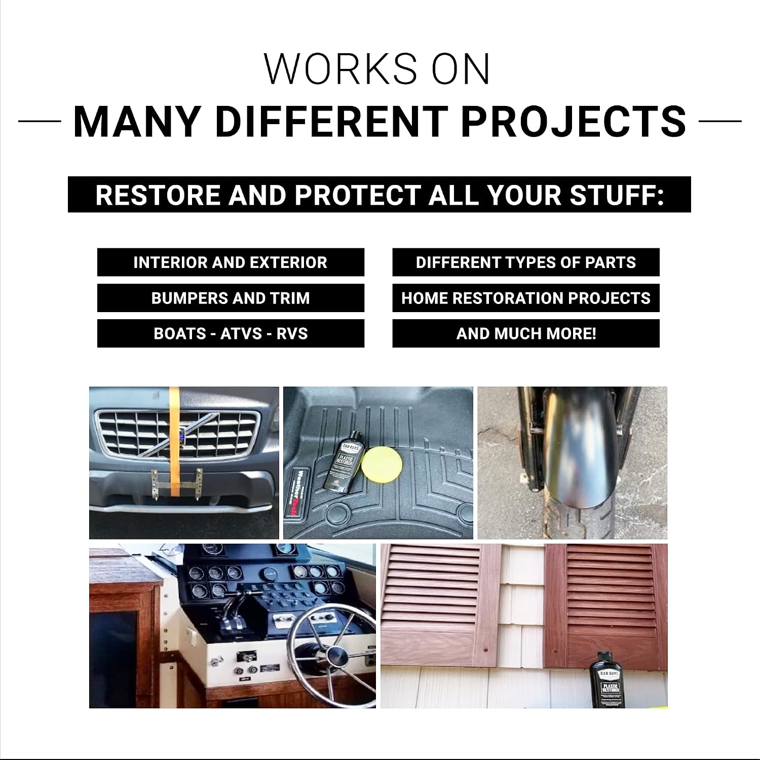 Plastic Restorer | Bring Plastic, Rubber, and Vinyl Back to Life! | User-Friendly Trim Restorer | Safe Auto Detailing