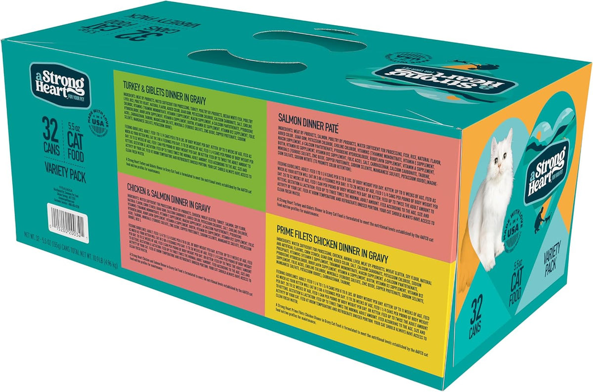 A Strong Heart Cat Food Dinner Variety Pack, Shreds & Cuts, 32pk