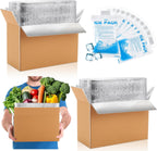 2 Pack Insulated Shipping Boxes for Frozen Food with Ice Packs, M