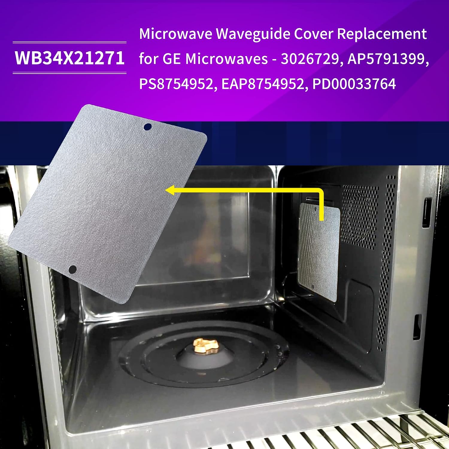 WB34X21271 Microwave Waveguide Cover Compatible with GE Hotpoint Kenmore | Mica Sheet Compatible with Microwave oven
