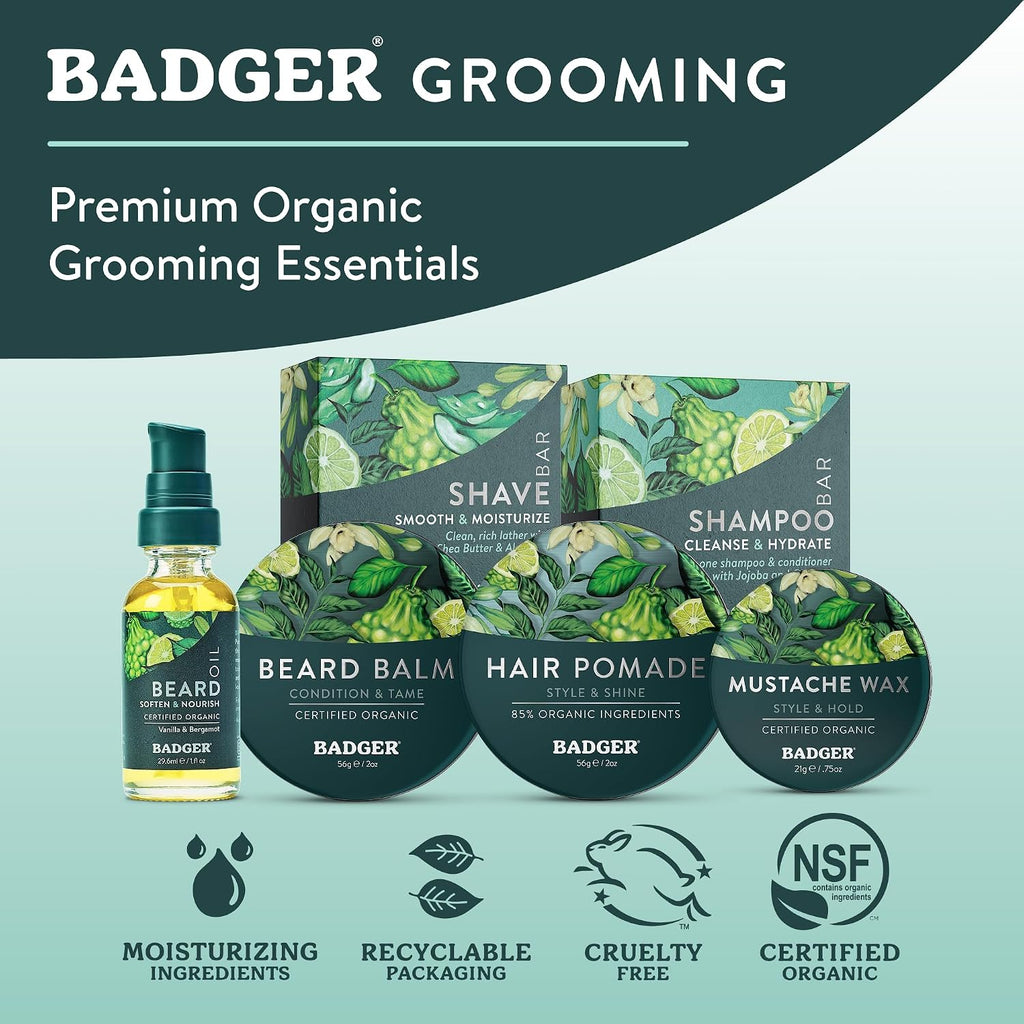 Beard Grooming Kit, Organic Beard Oil Bottle + Organic Beard Balm Tin, Subtle Masculine Scent, Organic Mens Beard