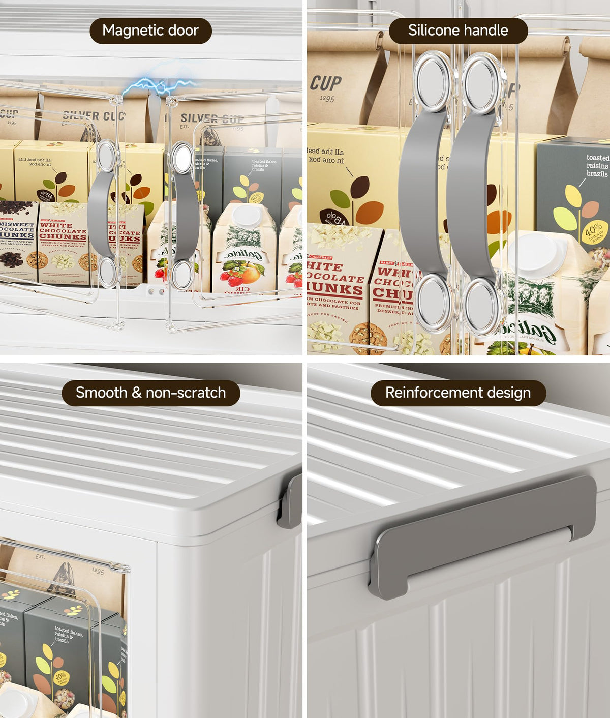 175 QT Stackable Storage Bins with Lids, 5 Tier Collapsible Plastic Storage Cabinet with Magnetic Doors, Removable