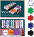 Poker Chip Travel Set, 100PCS 5 Color Professional Poker Chips in Cardboard Gift Box, 11.5 Gram Clay Composite Casino