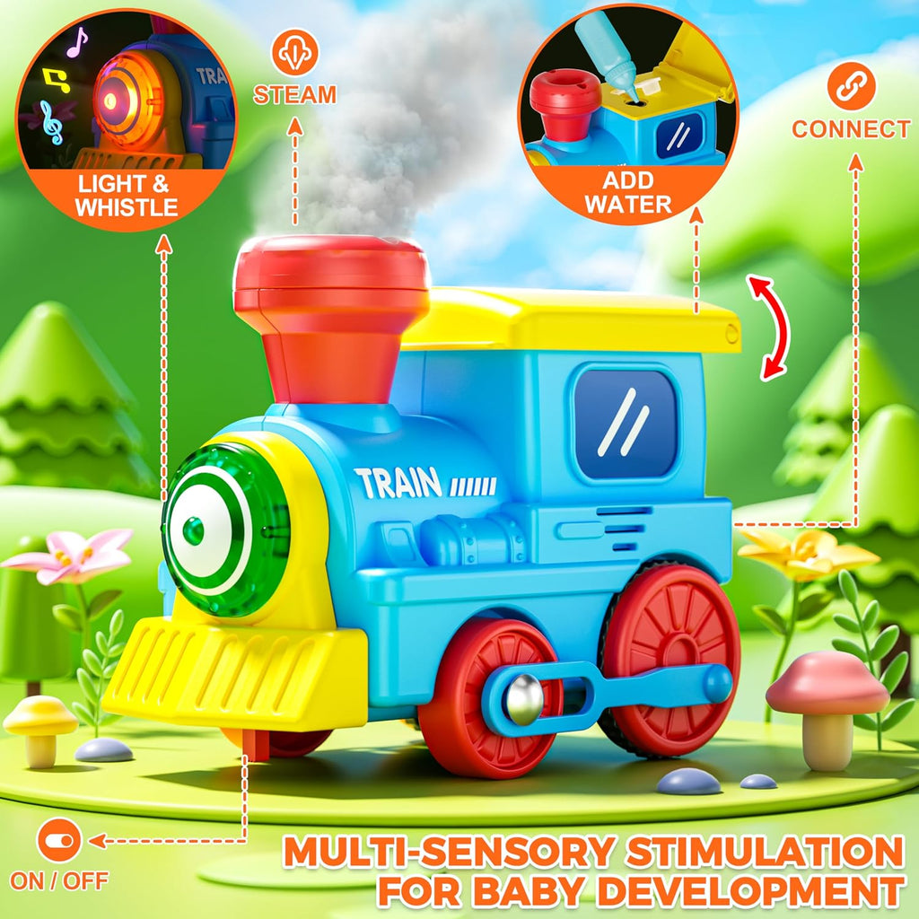 Train Set for Toddlers with Steam, Music, Lights and 3 Animal Cars | Electric train fun meets animal play with music