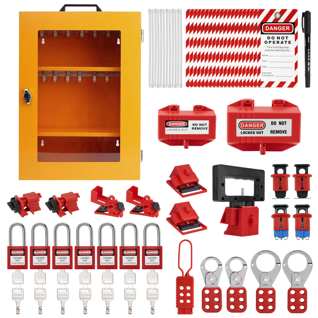 Lockout Tagout Station, 106-Piece Electrical Loto Kit with Locks