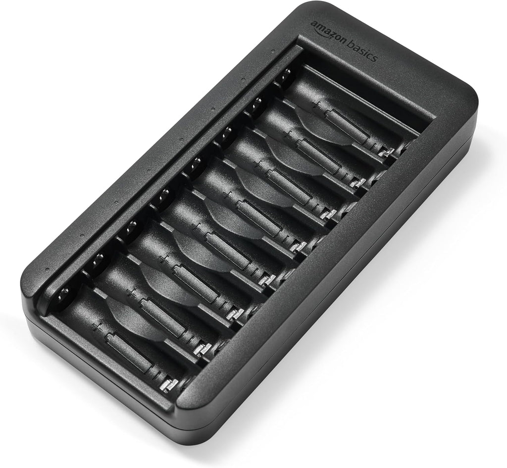 Rechargeable AA Low Self Discharge NiMh Batteries with 8-Bay Battery Charger, USB-C Port, No AC Power Adapter, 8