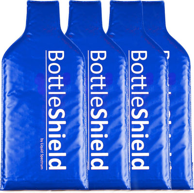Reusable Wine Protector Travel Bag by Bottle Shield (4-Pack) - Bubble Cushioning Wrap Suit | Unbreakable Bottle