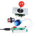 4 Player Arcade Buttons & Stick for Classic Arcade DIY Kit Parts | USB Encoder To PC Controls + 4 & 8 Way Stick + 5V