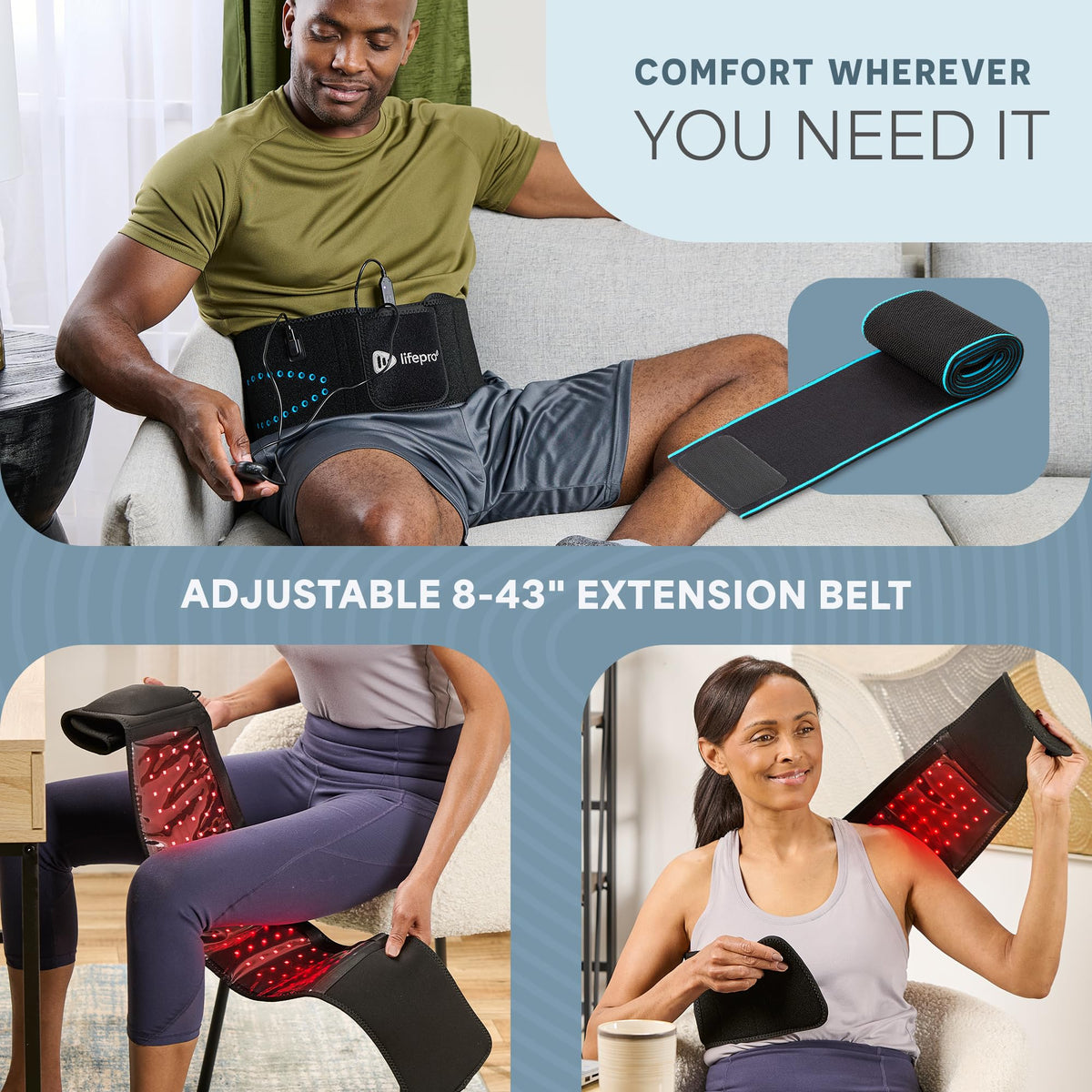 Allevared Pro Red Light Therapy Belt with Pulse Modes & Vibration