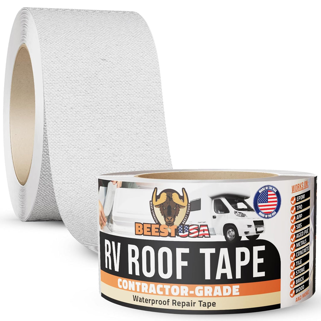BEEST RV Roof Tape 4"x25", Waterproof Tape, RV Roof Sealant - Patch, Repair, Seal Leaks & Seams Permanently - Roofing