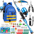 Kids Fishing Pole, Telescopic Fishing Rod and Reel Combo, Fishing Gear Kit with Backpack, Tackle Box, Spincast Reel