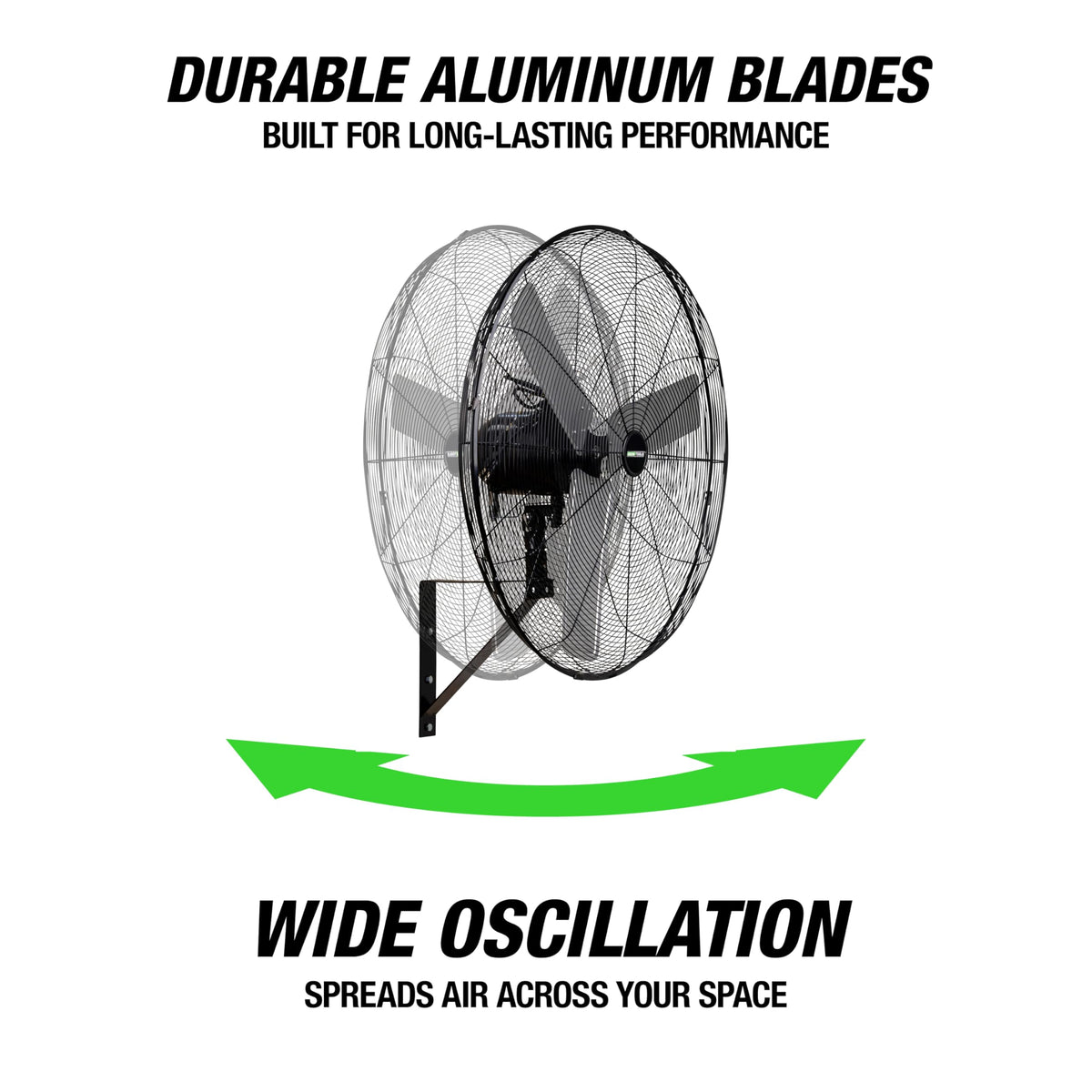 30 Inch Oscillating Wall Mount Fan 7500CFM Industrial Construction