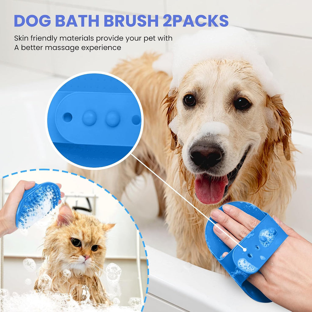 Self Cleaning Shedding Brush - 5-in-1 Professional Pet Grooming Kit Skin Friendly Grooming Tool for Dogs, Cats, and