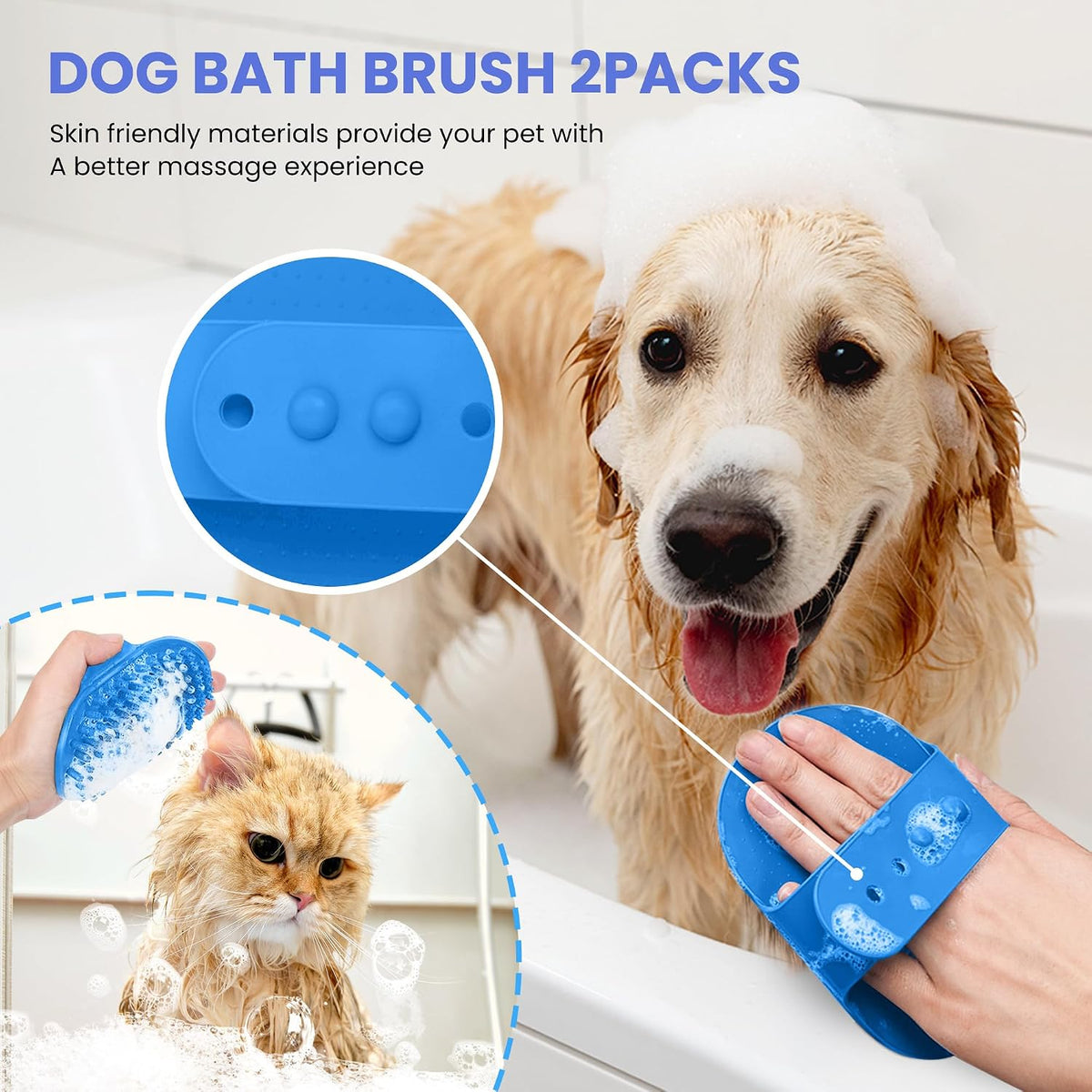 Self Cleaning Shedding Brush - 5-in-1 Professional Pet Grooming Kit Skin Friendly Grooming Tool for Dogs, Cats, and
