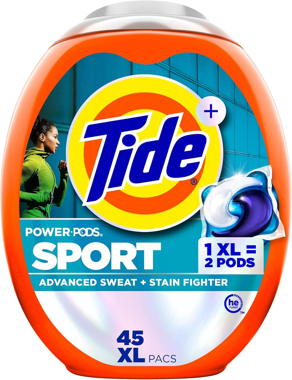 Power Pods Sport Laundry Detergent Pacs, 45 Count, Advanced Sweat + Stain Fighter
