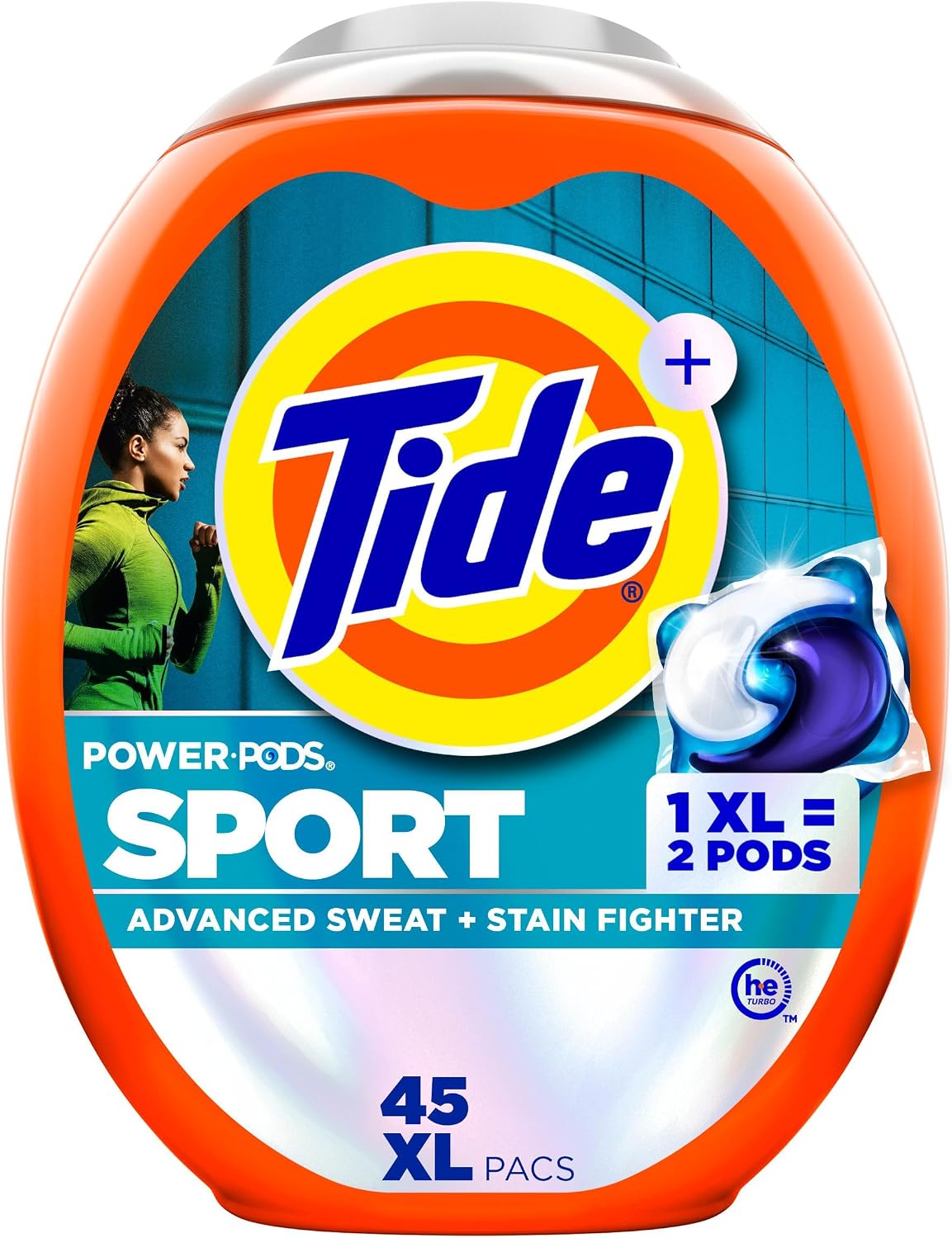 Power Pods Sport Laundry Detergent Pacs, 45 Count, Advanced Sweat + Stain Fighter