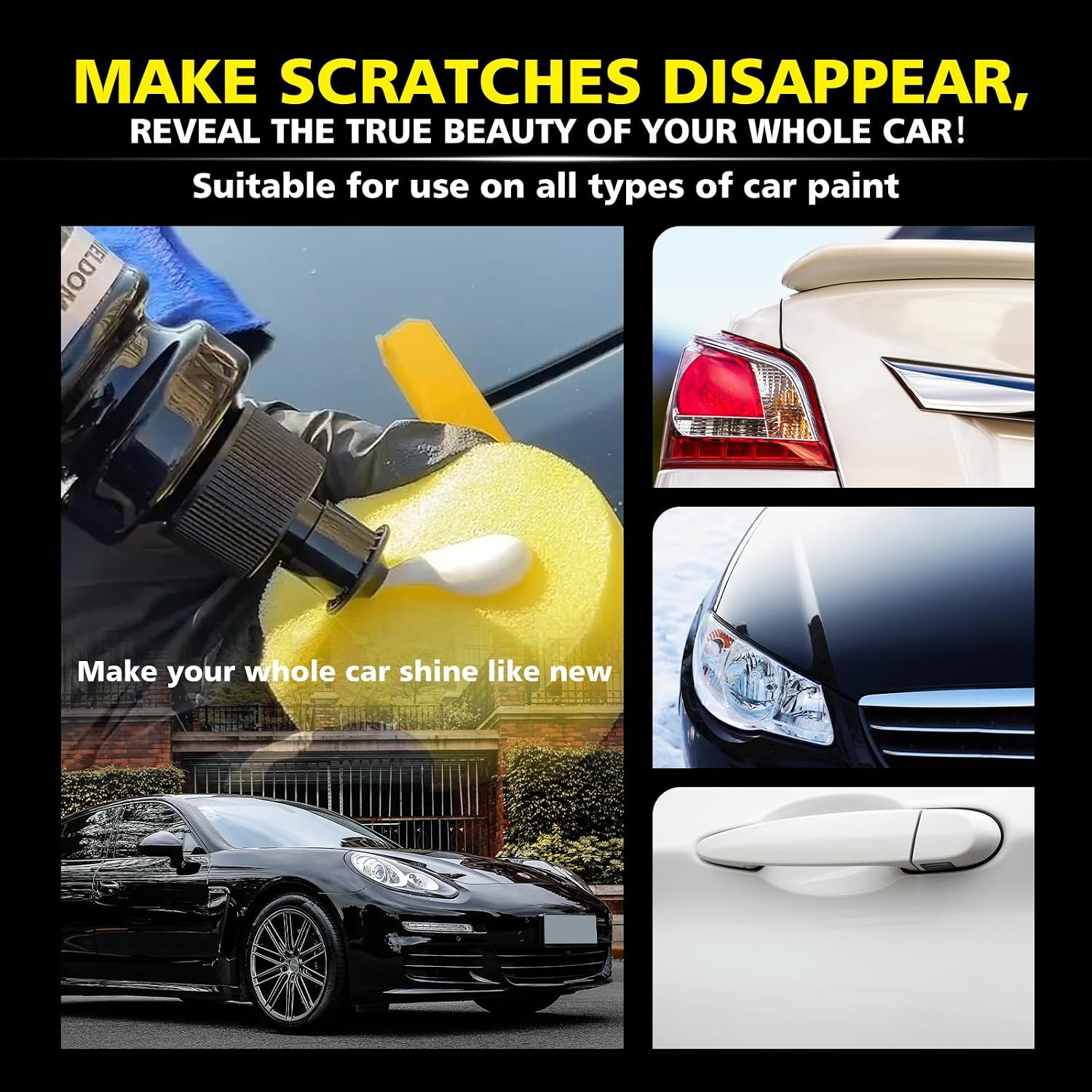 Car Scratch Remover Vehicles Scuff Repair Wax Erase Auto Paint Scratches Swirls Removal Rubbing Compound with Buffer