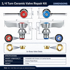 1/4 Turn Ceramic Faucet Valve Kit Compatible with Krowne 21-310L