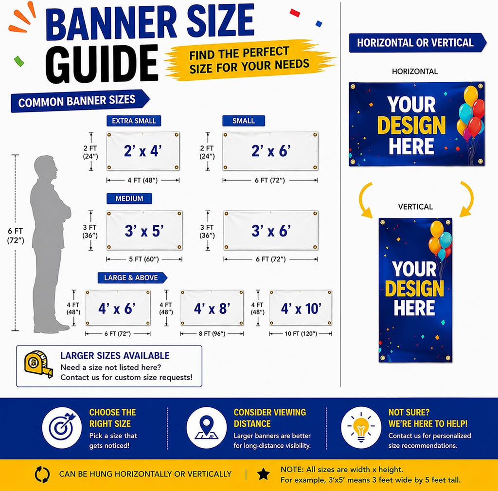 Custom Banner, 13oz Heavy Duty Personalized Banner, Full Color High Resolution Printing, Indoor Outdoor Custom Vinyl