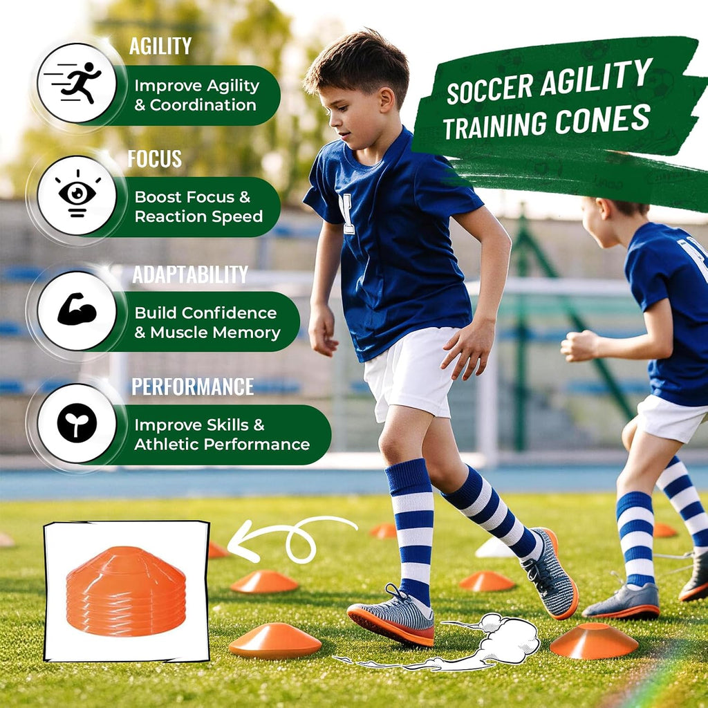 Kids Soccer Goal Set for Backyard, Portable Soccer Nets Set of 2 with Soccer Ball, Scoreboard, Agility Ladder, Cones