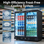 36 Inch Back Bar Cooler 2 Door 216 Can Black