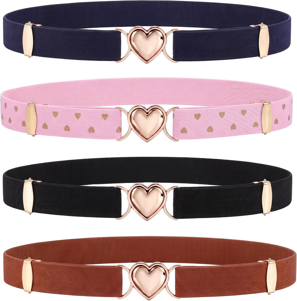 Elastic Belts 4 Pack with Gift Box Stretch Little Toddler Teen Kids Adjustable Uniform Belt Fashion Belt