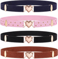Elastic Belts 4 Pack with Gift Box Stretch Little Toddler Teen Kids Adjustable Uniform Belt Fashion Belt