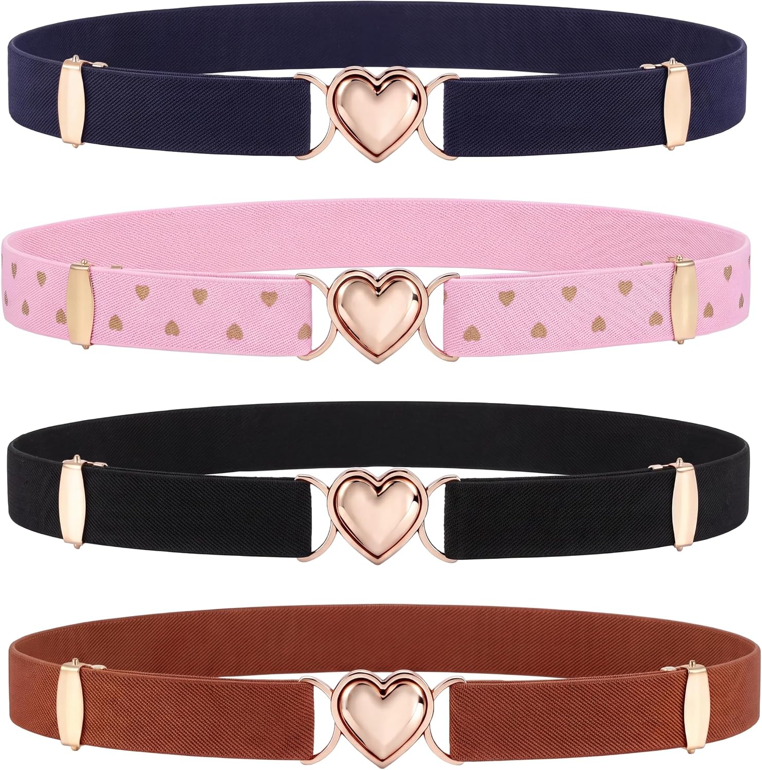Elastic Belts 4 Pack with Gift Box Stretch Little Toddler Teen Kids Adjustable Uniform Belt Fashion Belt