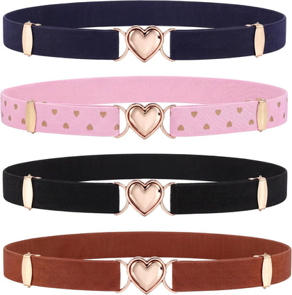 Elastic Belts 4 Pack with Gift Box Stretch Little Toddler Teen Kids Adjustable Uniform Belt Fashion Belt