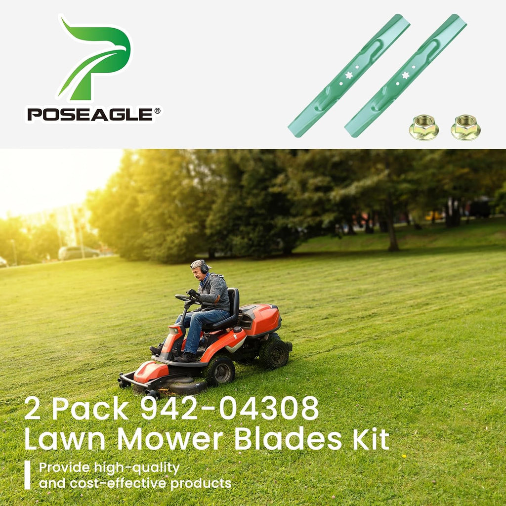 942-04308 Mower Blades with Nut for Cub Cadet 42 inch Mower Blades | Fit Cub Cadet ZT1 42 XT1 LT42 Craftsman T110