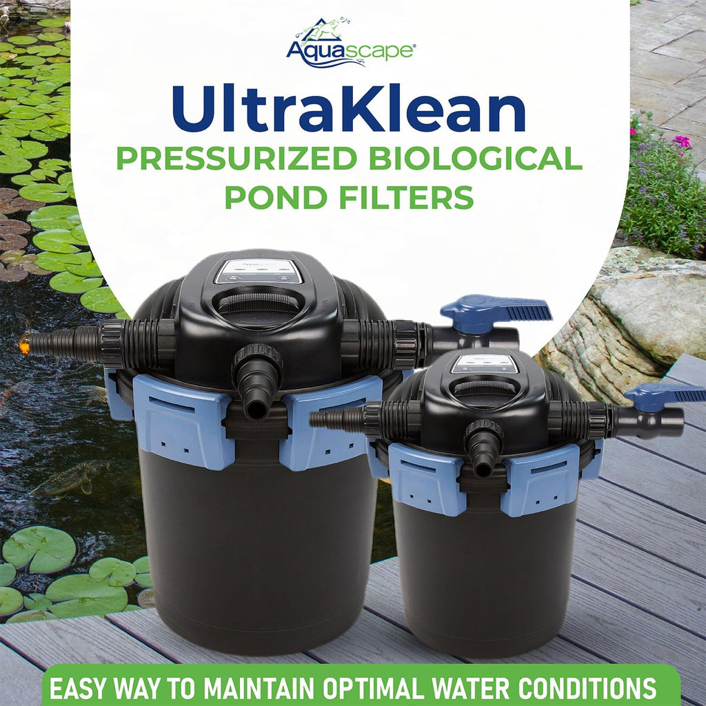 95053 UltraKlean 2000 Gallon Biological Pressure Filter with 14 Watt UV Clarifier Sterilizer for Pond Water Feature