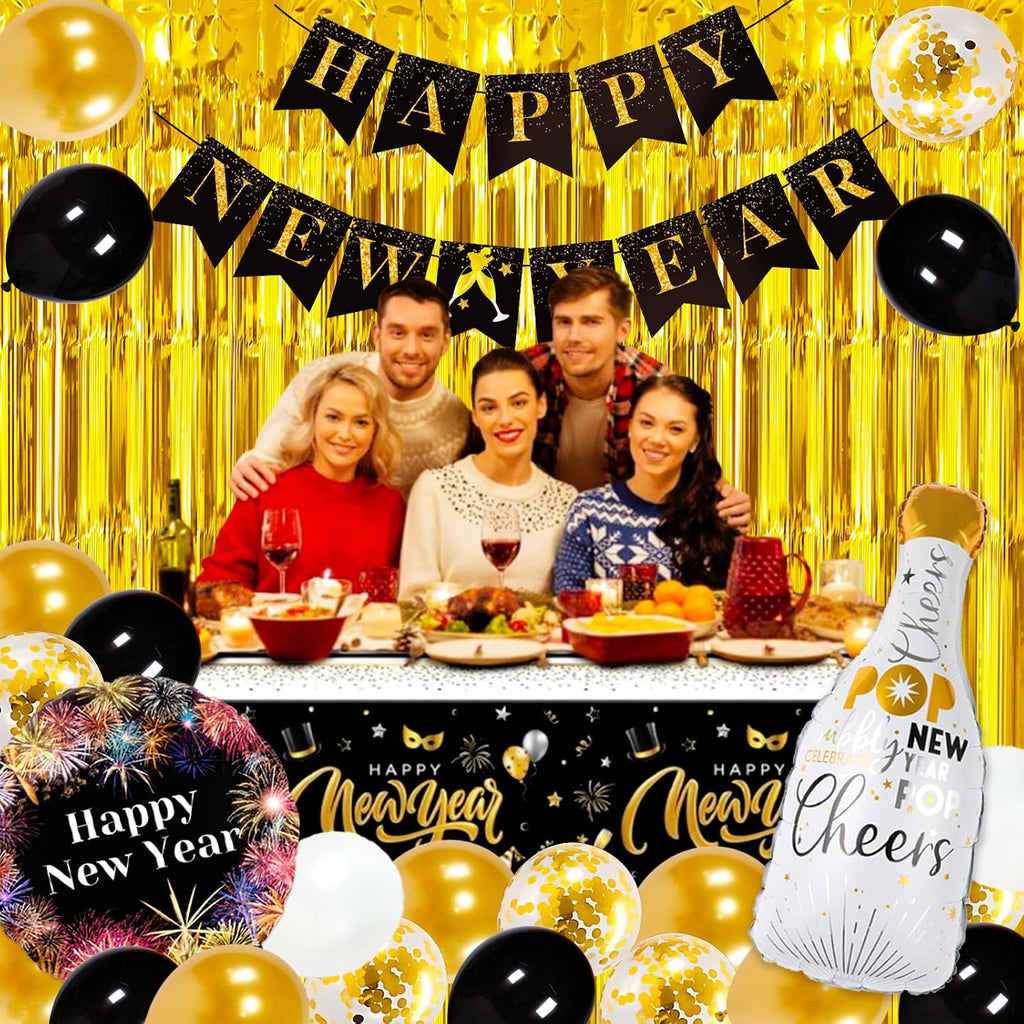 Happy New Year Decorations 2026, 2026 New Years Eve Party Supplies, New Years Party Decorations Kit with Balloons