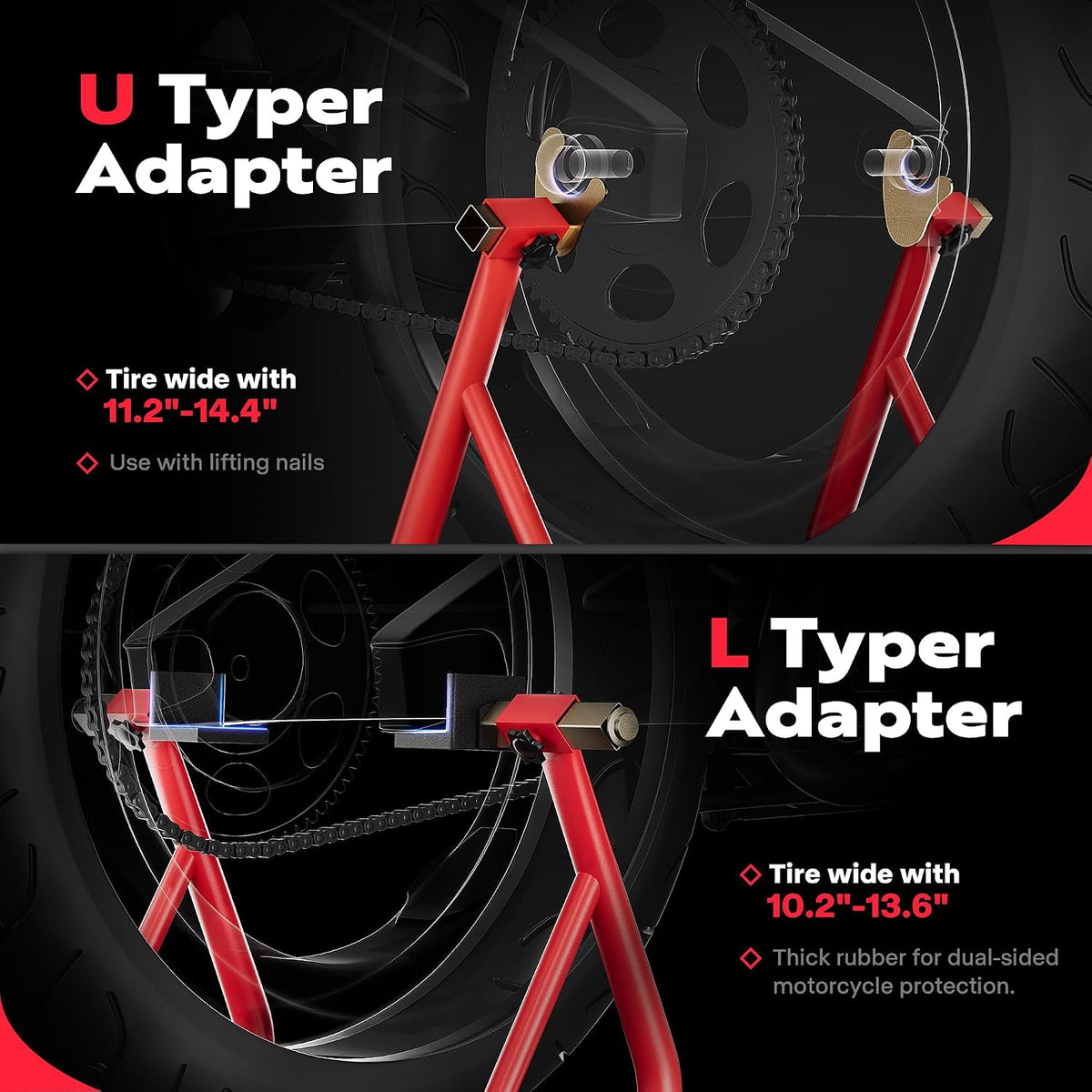 Motorcycle Stands 882 Lbs Capacity, Red