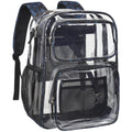 Clear Backpack for School - 17 Inch Geometric Pattern Bookbag, Blue