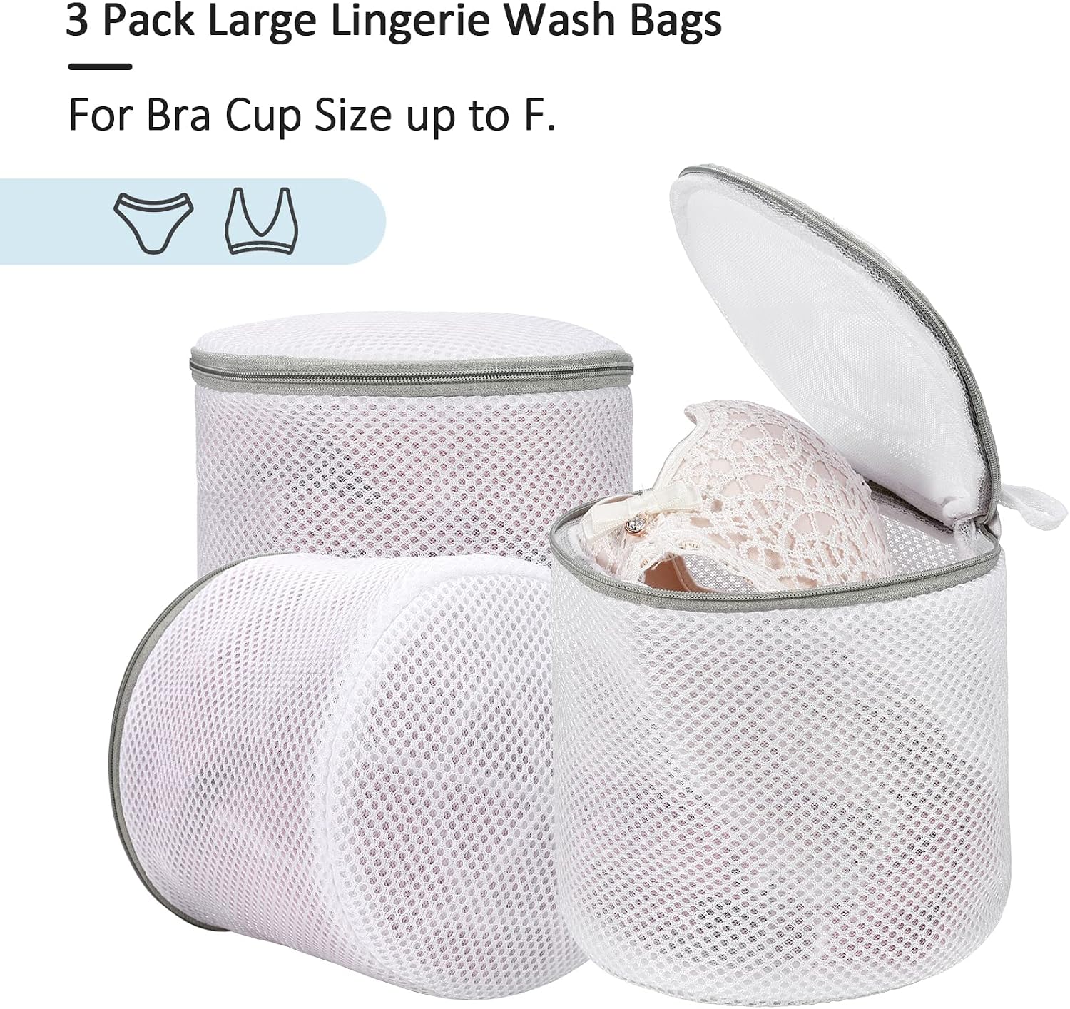 Laundry Mesh Bra Wash Bag for Lingerie, Underwear, Delicates, 3 PCS